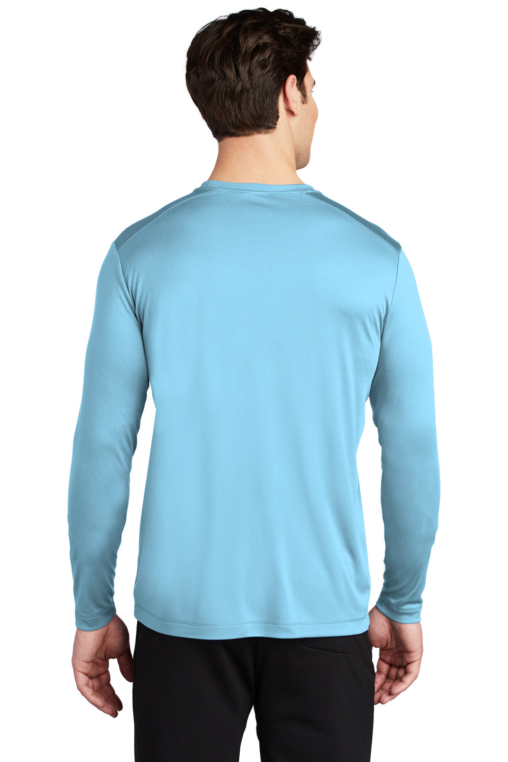 Sport-Tek Mens Long Sleeve Crewneck T-Shirt Light Blue Side