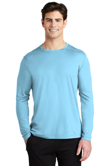Sport-Tek Mens Long Sleeve Crewneck T-Shirt Light Blue Front