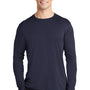 Sport-Tek Mens Moisture Wicking Long Sleeve Crewneck T-Shirt - True Navy Blue