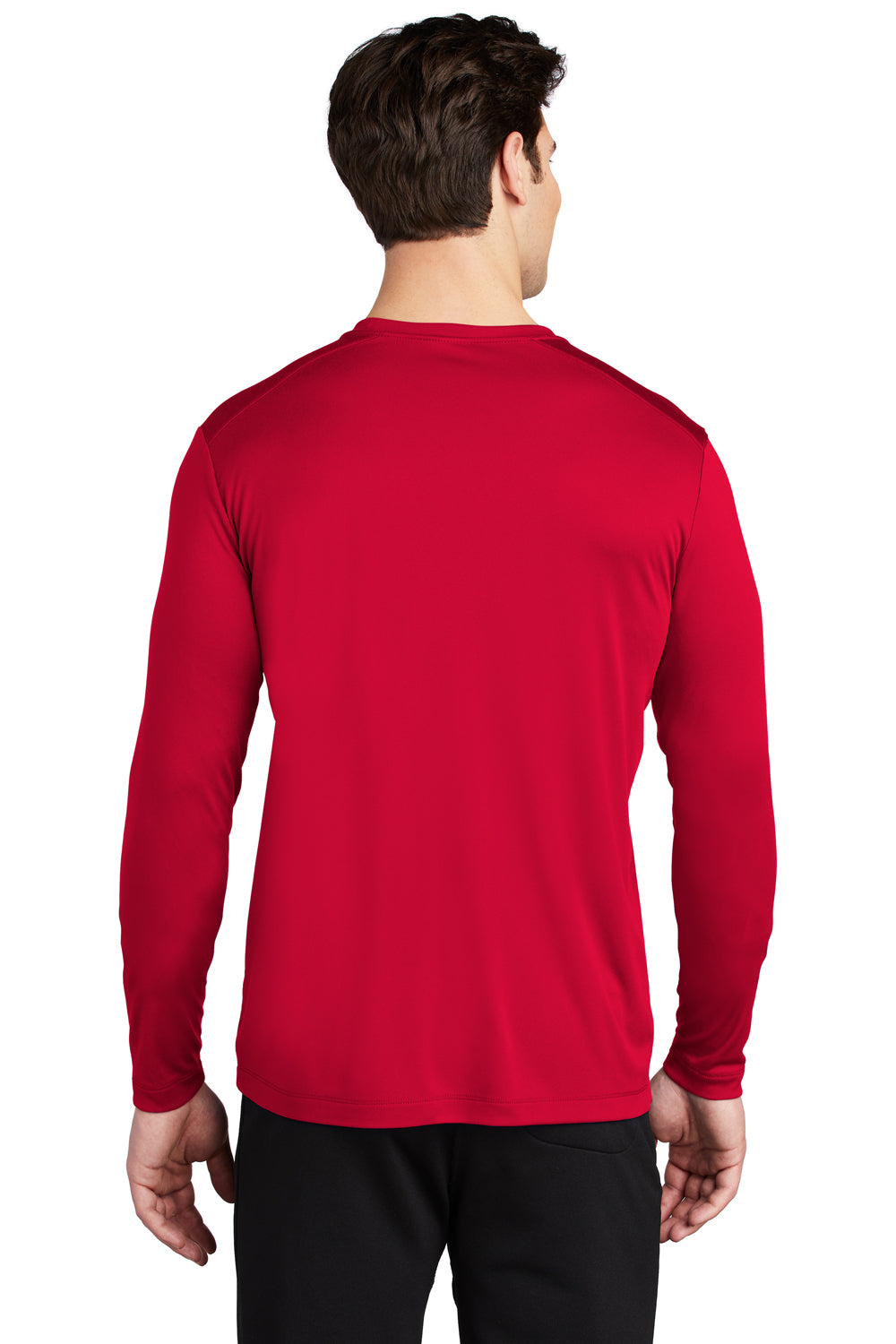 Sport-Tek Mens Long Sleeve Crewneck T-Shirt True Red Side
