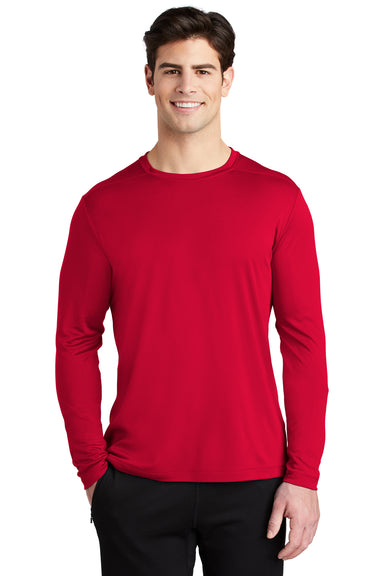Sport-Tek Mens Long Sleeve Crewneck T-Shirt True Red Front