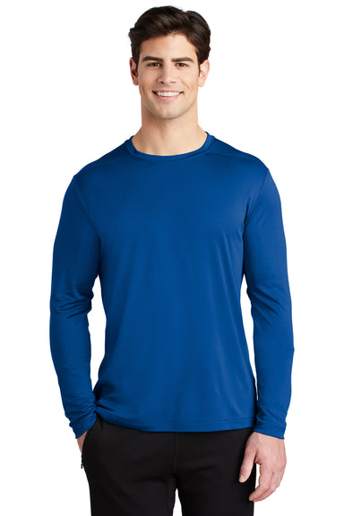 Sport-Tek Mens Long Sleeve Crewneck T-Shirt True Royal Blue Front