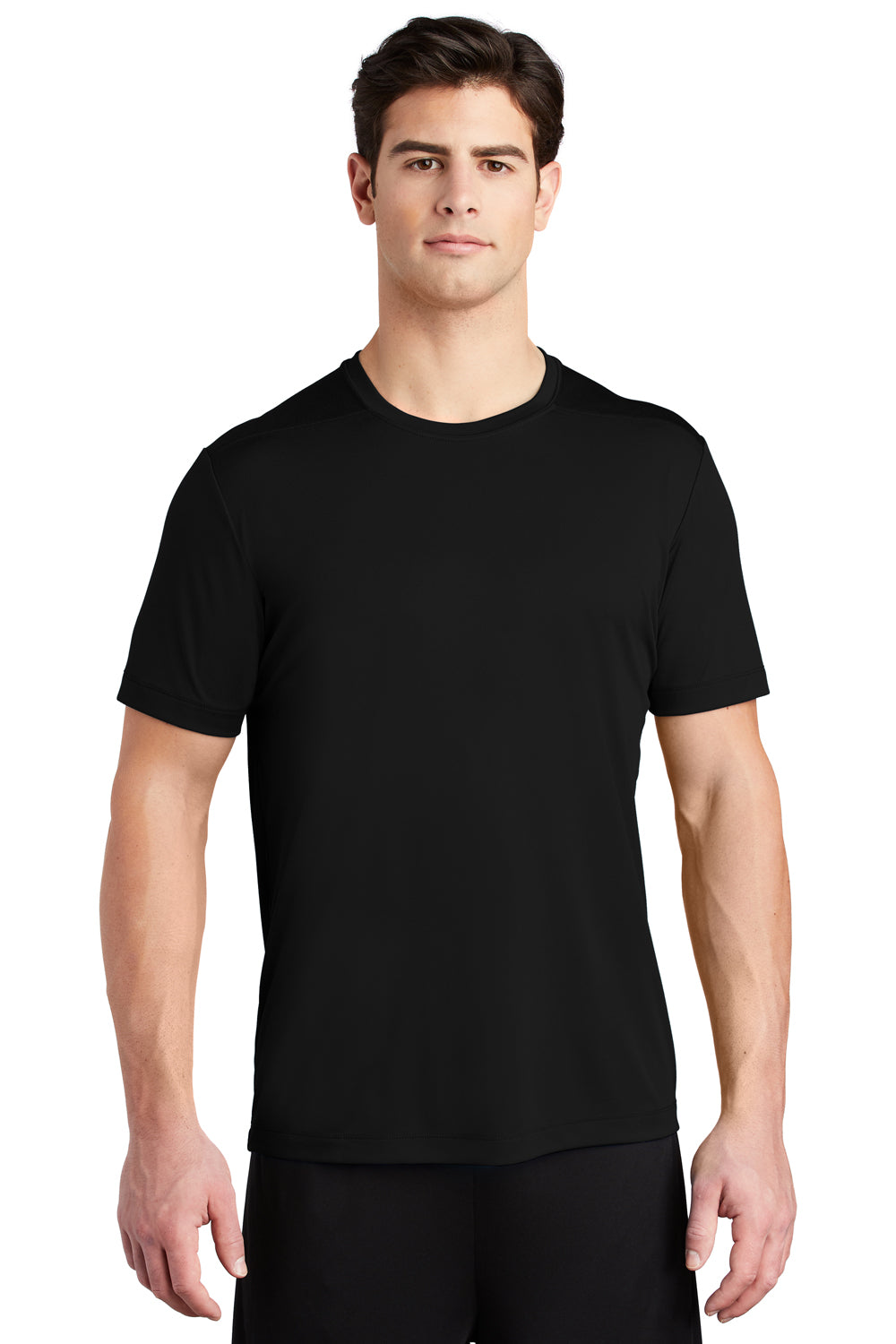 Sport-Tek Mens Short Sleeve Crewneck T-Shirt Black Front