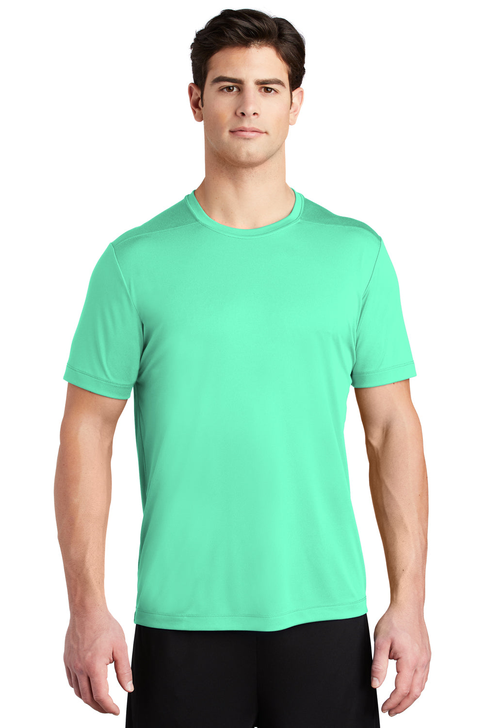 Sport-Tek Mens Short Sleeve Crewneck T-Shirt Bright Seafoam Green Front