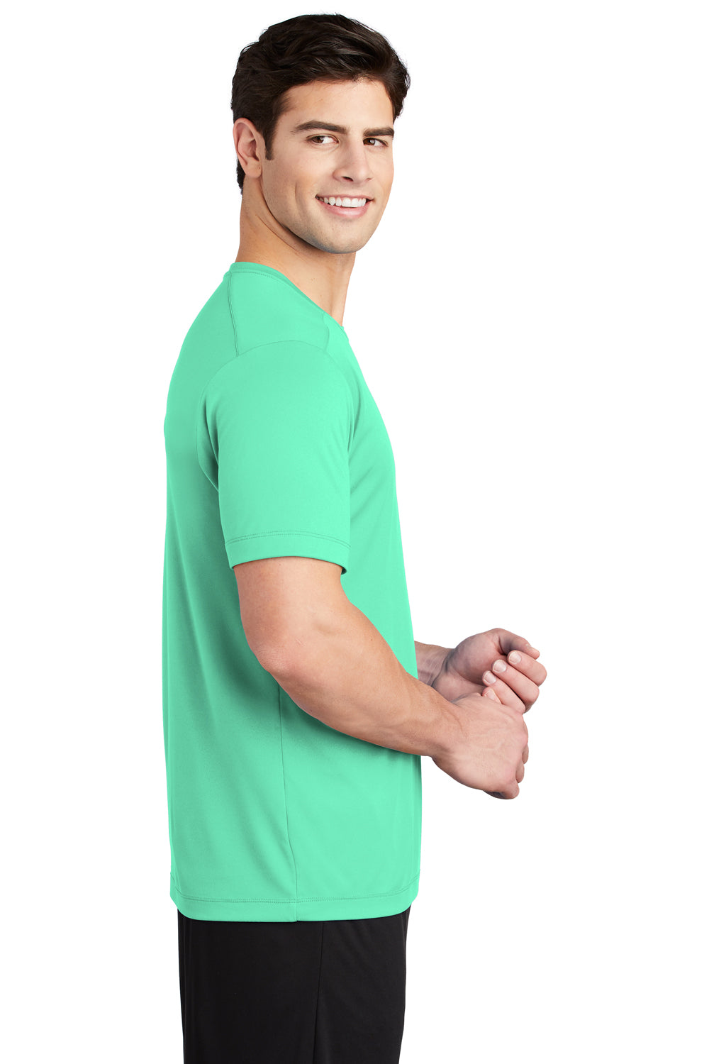 Sport-Tek Mens Short Sleeve Crewneck T-Shirt Bright Seafoam Green Side