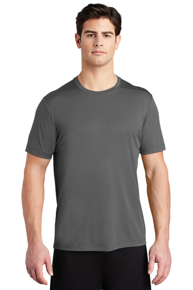 Sport-Tek Mens Short Sleeve Crewneck T-Shirt Dark Smoke Grey Front
