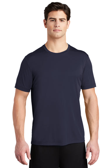 Sport-Tek Mens Short Sleeve Crewneck T-Shirt True Navy Blue Front
