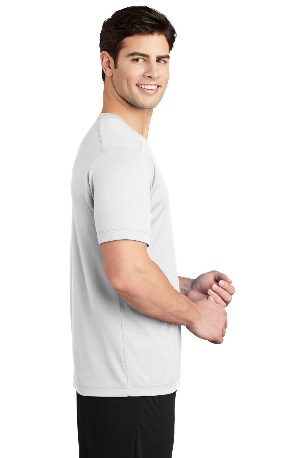 Sport-Tek Mens Short Sleeve Crewneck T-Shirt White Side