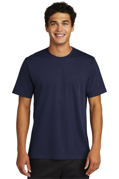 Sport-Tek Mens Strive Short Sleeve Crewneck T-Shirt True Navy Blue Front