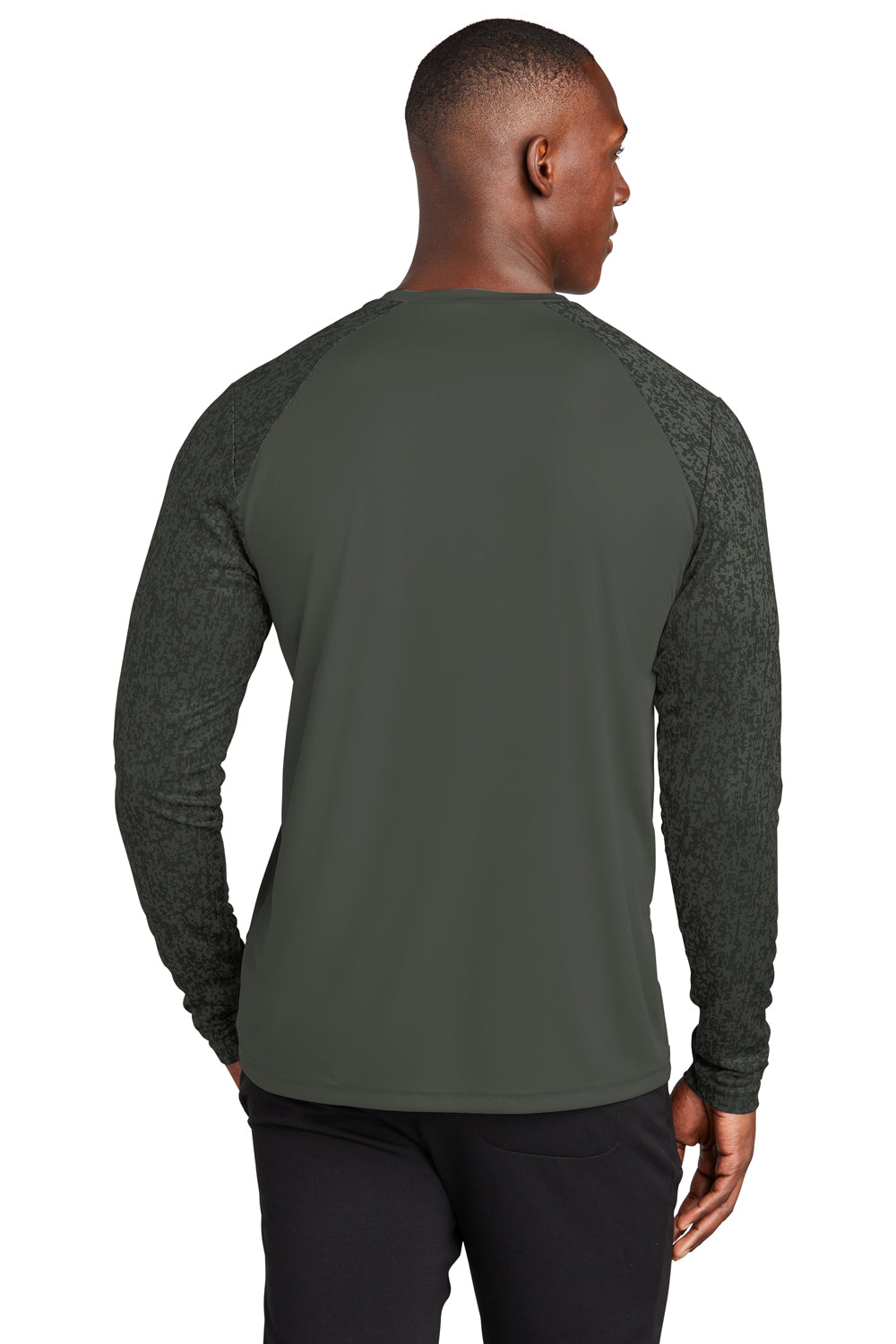 Sport-Tek Mens Digi Camo Long Sleeve Crewneck T-Shirt Black Side