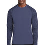 Sport-Tek Mens Digi Camo Moisture Wicking Long Sleeve Crewneck T-Shirt - True Navy Blue