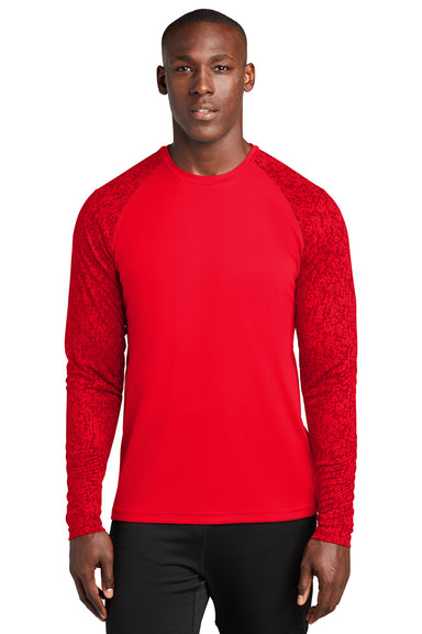 Sport-Tek Mens Digi Camo Long Sleeve Crewneck T-Shirt True Red Front
