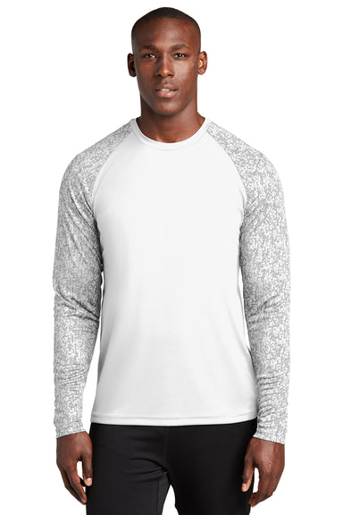 Sport-Tek Mens Digi Camo Long Sleeve Crewneck T-Shirt White Front