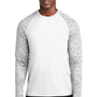 Sport-Tek Mens Digi Camo Moisture Wicking Long Sleeve Crewneck T-Shirt - White