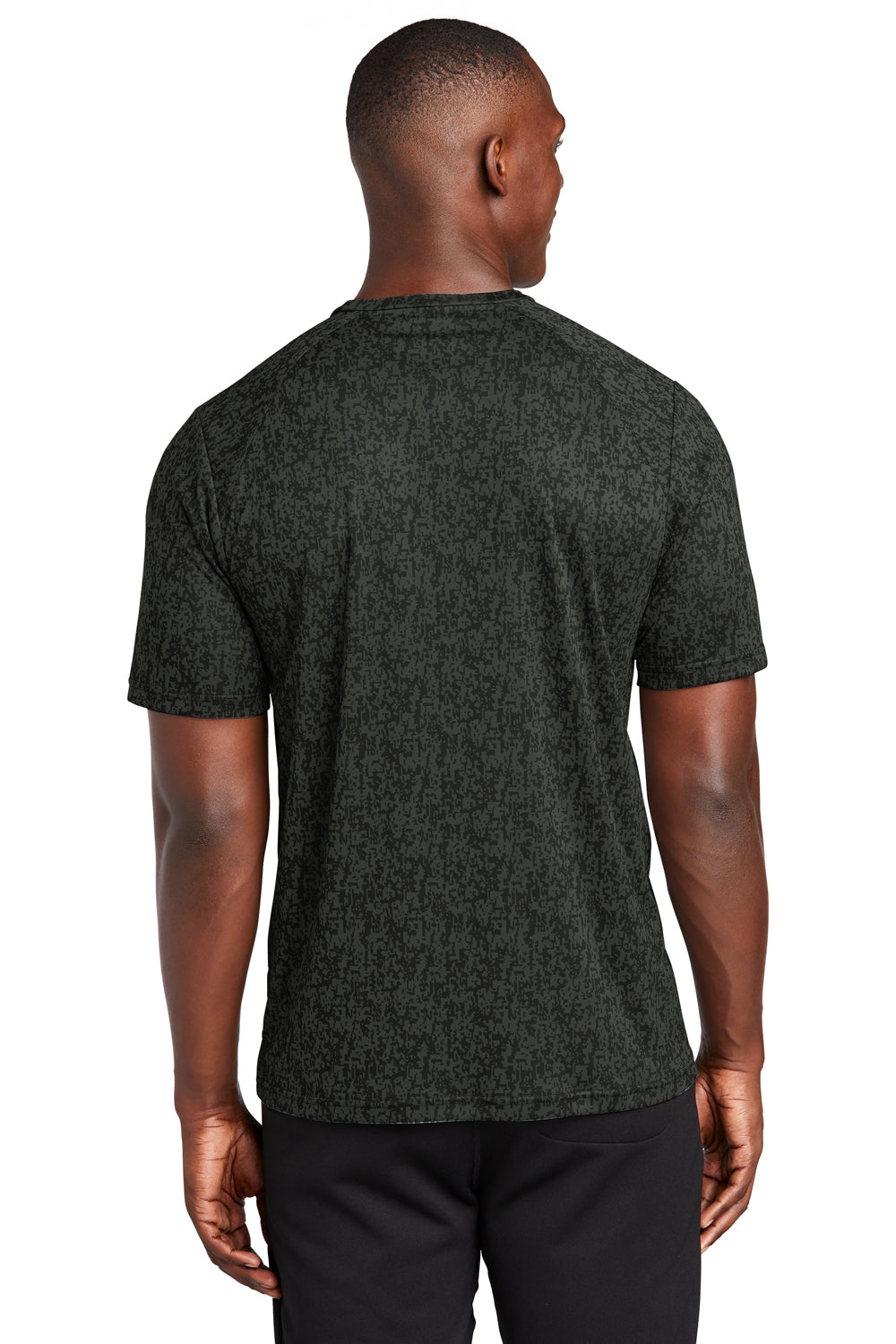Sport-Tek Mens Digi Camo Short Sleeve Crewneck T-Shirt Black Side