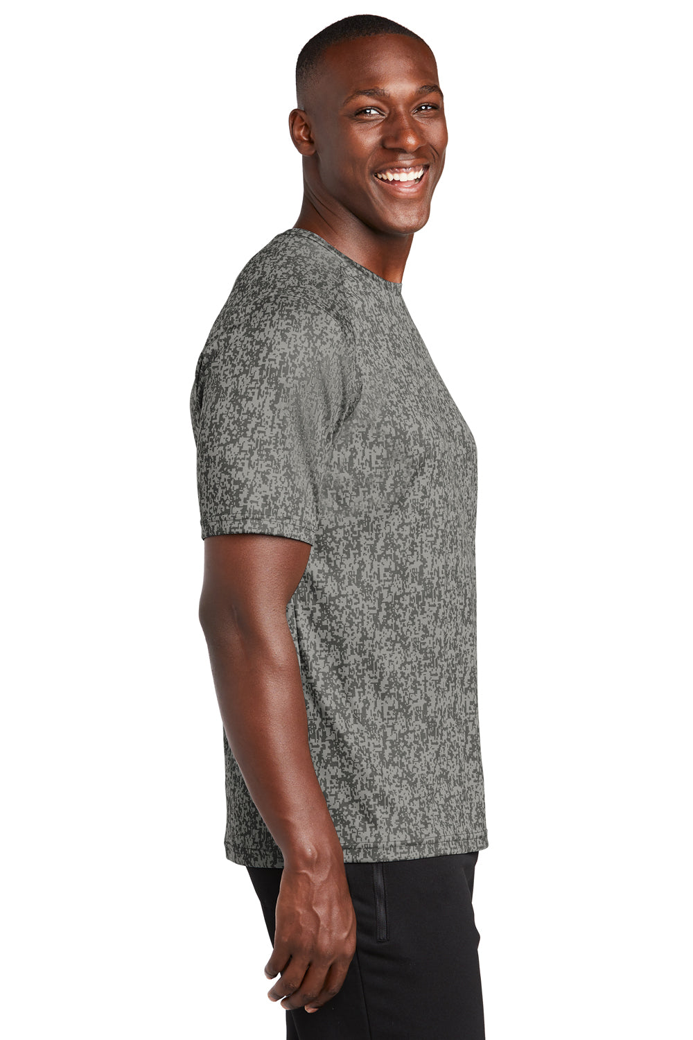 Sport-Tek Mens Digi Camo Short Sleeve Crewneck T-Shirt Concrete Grey Side