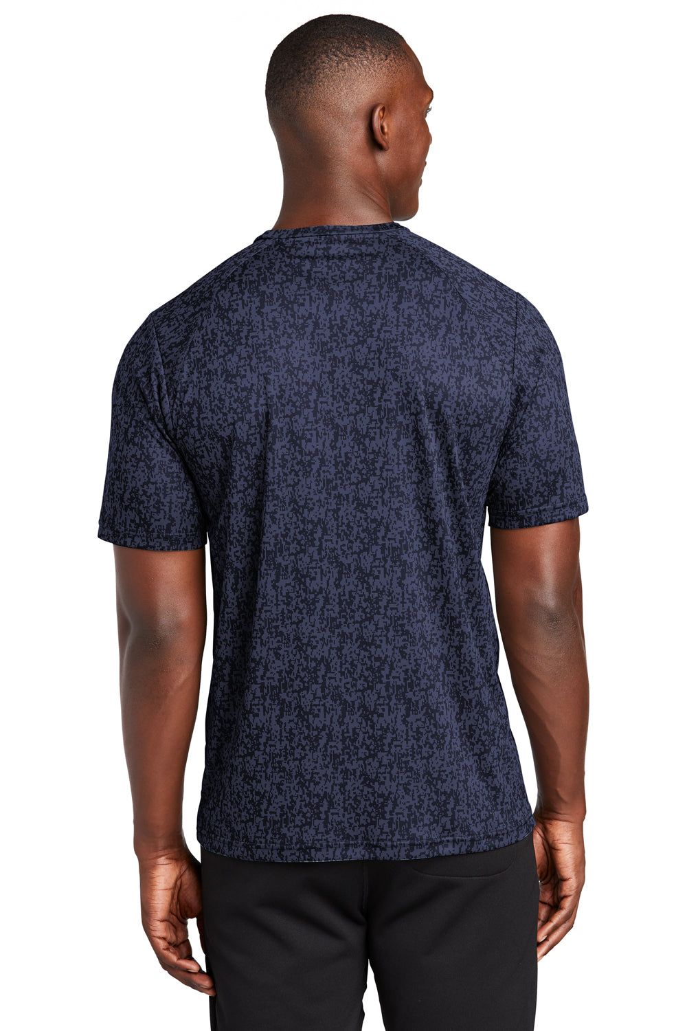 Sport-Tek Mens Digi Camo Short Sleeve Crewneck T-Shirt True Navy Blue Side