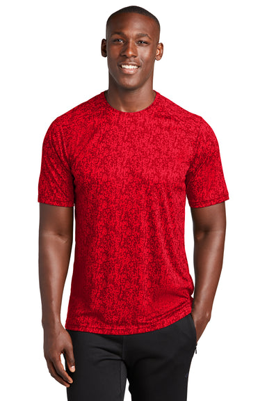 Sport-Tek Mens Digi Camo Short Sleeve Crewneck T-Shirt True Red Front