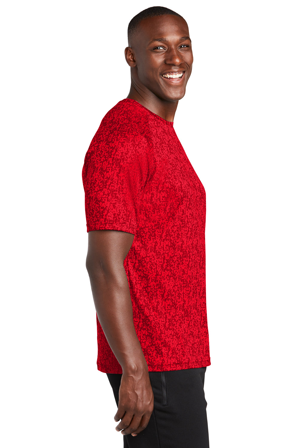 Sport-Tek Mens Digi Camo Short Sleeve Crewneck T-Shirt True Red Side
