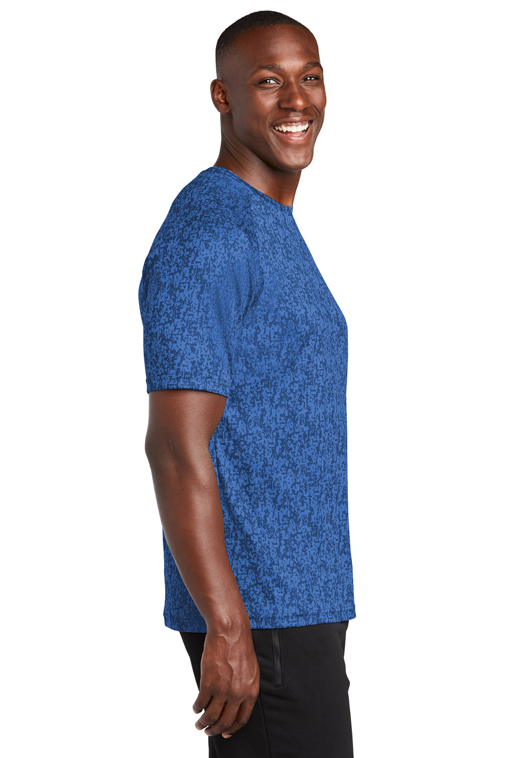 Sport-Tek Mens Digi Camo Short Sleeve Crewneck T-Shirt True Royal Blue Side