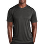 Sport-Tek Mens Endeavor Moisture Wicking Short Sleeve Crewneck T-Shirt - Heather Black/Black