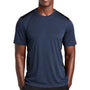 Sport-Tek Mens Endeavor Moisture Wicking Short Sleeve Crewneck T-Shirt - Heather Dark Royal Blue/Black