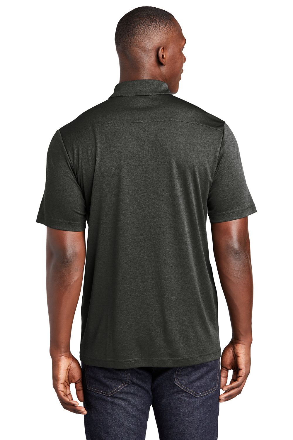 Sport-Tek Mens Endeavor Short Sleeve Polo Shirt Heather Black Side