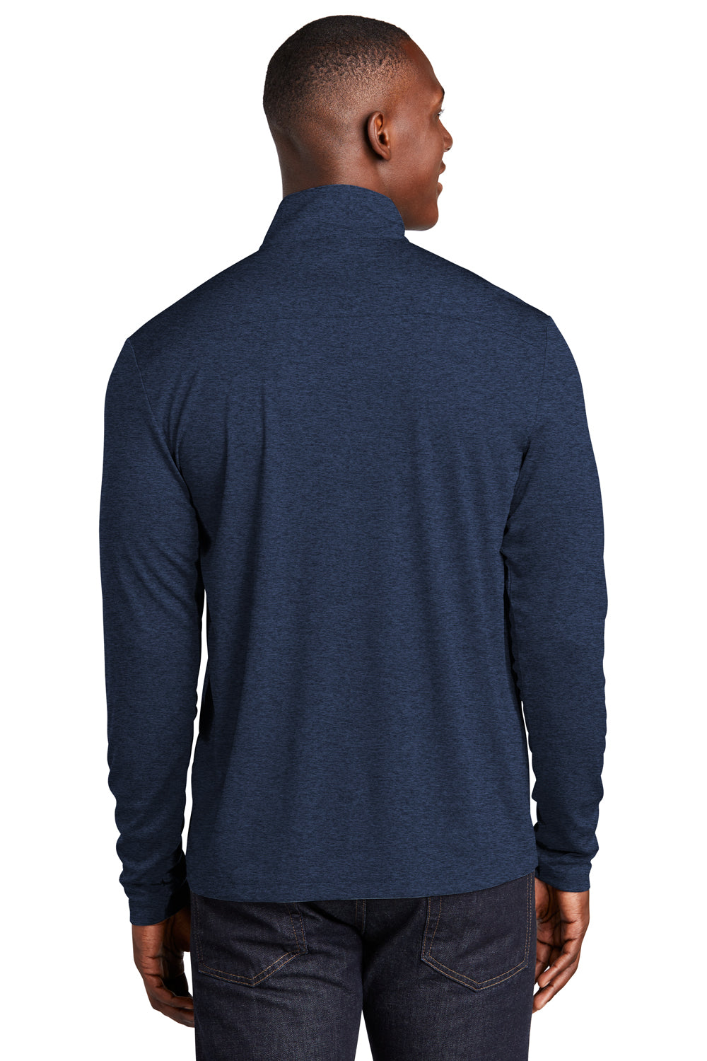 Sport-Tek Mens Endeavor 1/4 Zip Sweatshirt Heather Dark Royal Blue Side