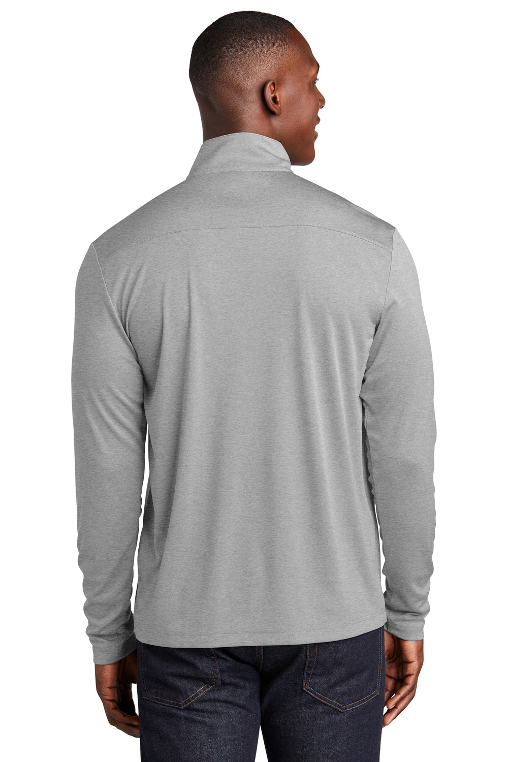 Sport-Tek Mens Endeavor 1/4 Zip Sweatshirt Heather Light Grey Side