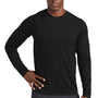 Sport-Tek Mens Rashguard Moisture Wicking Long Sleeve Crewneck T-Shirt - Black