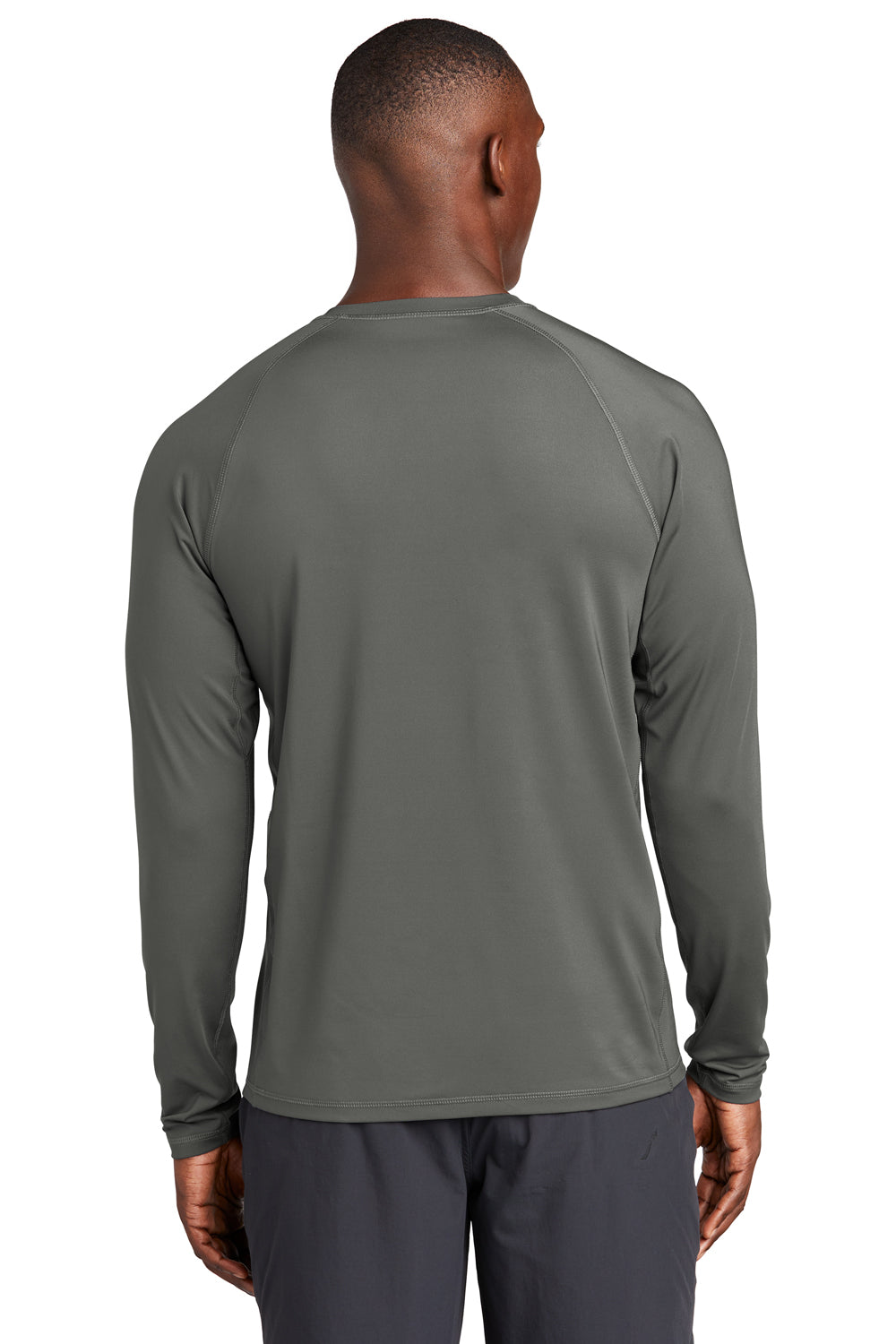 Sport-Tek Mens Rashguard Long Sleeve Crewneck T-Shirt Dark Smoke Grey Side