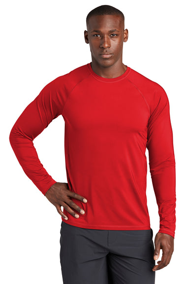 Sport-Tek Mens Rashguard Long Sleeve Crewneck T-Shirt True Red Front