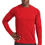 Sport-Tek Mens Rashguard Moisture Wicking Long Sleeve Crewneck T-Shirt - True Red