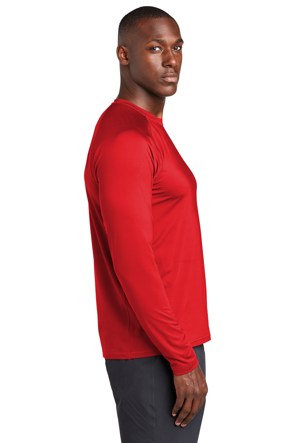 Sport-Tek Mens Rashguard Long Sleeve Crewneck T-Shirt True Red Side