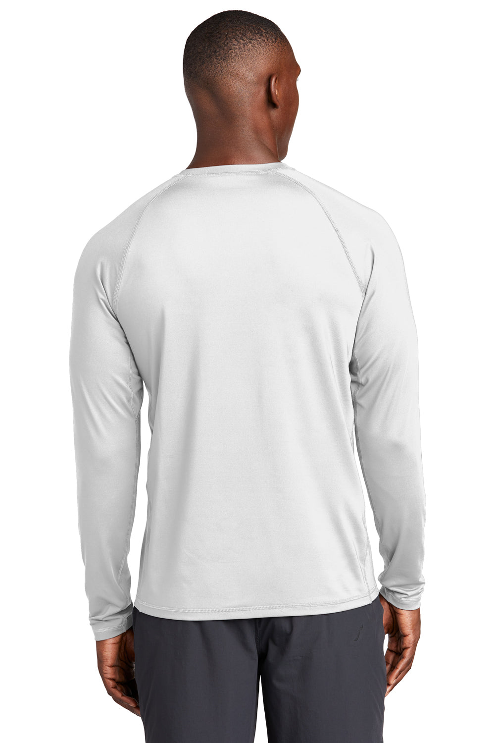 Sport-Tek Mens Rashguard Long Sleeve Crewneck T-Shirt White Side
