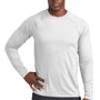Sport-Tek Mens Rashguard Moisture Wicking Long Sleeve Crewneck T-Shirt - White