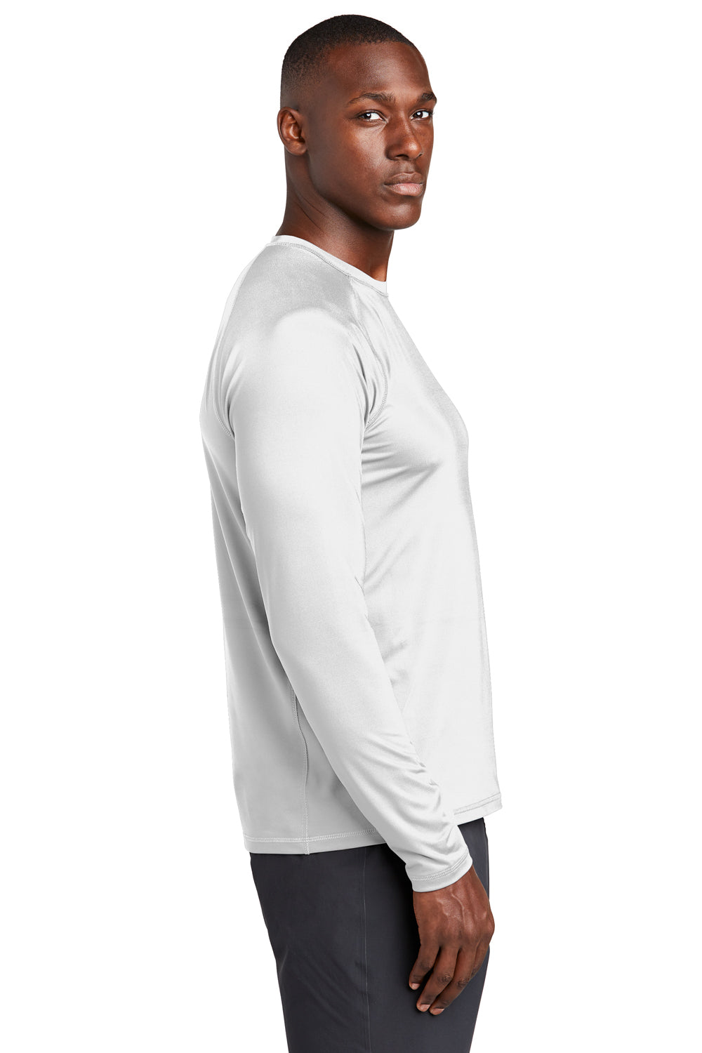 Sport-Tek Mens Rashguard Long Sleeve Crewneck T-Shirt White Side