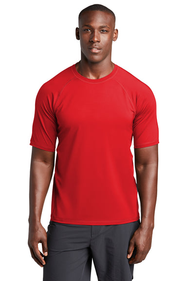 Sport-Tek Mens Rashguard Short Sleeve Crewneck T-Shirt True Red Front