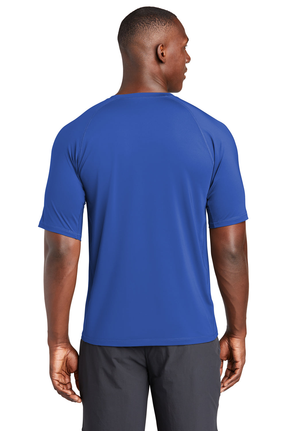 Sport-Tek Mens Rashguard Short Sleeve Crewneck T-Shirt True Royal Blue Side