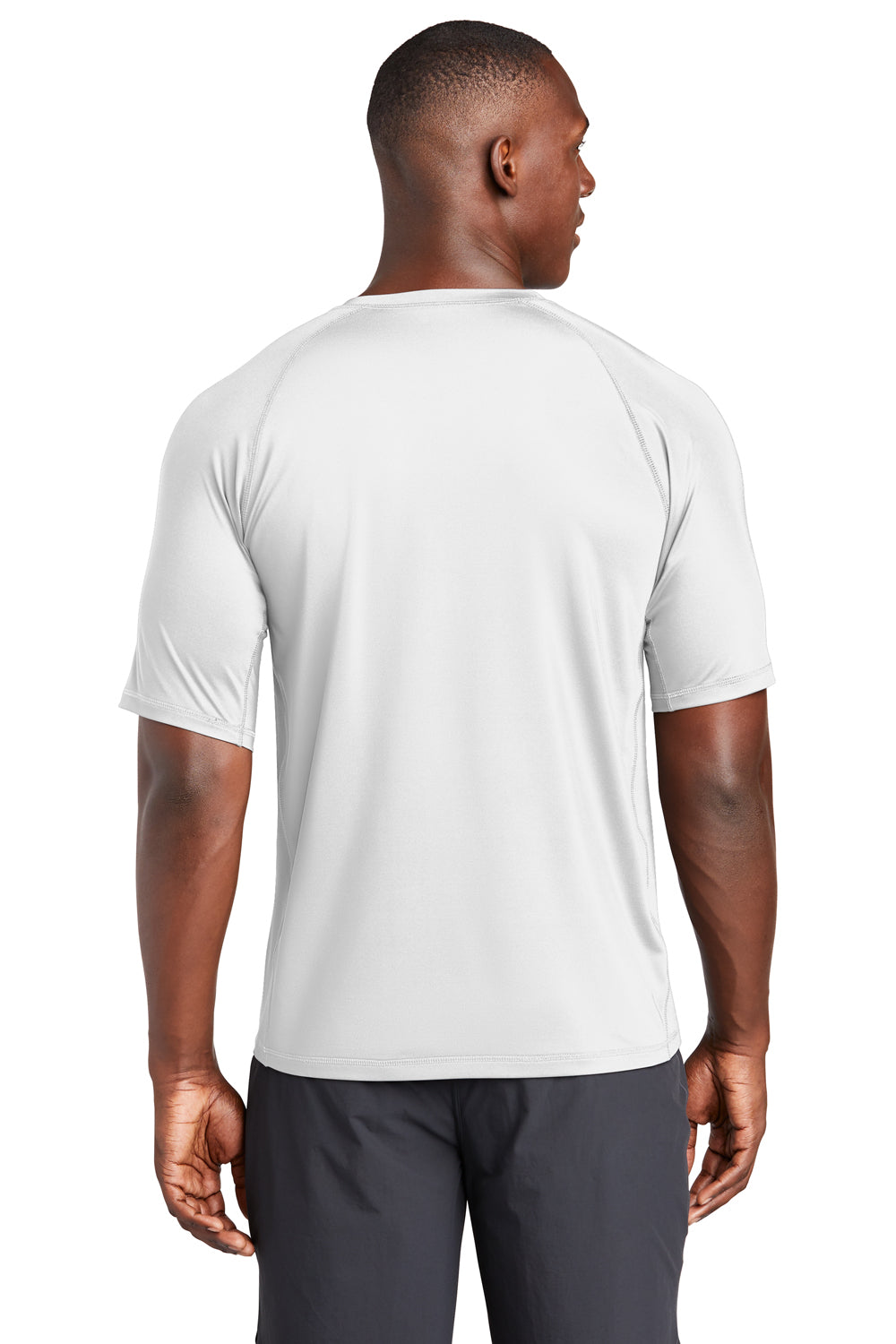 Sport-Tek Mens Rashguard Short Sleeve Crewneck T-Shirt White Side