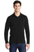 Sport-Tek Mens Long Sleeve Polo Shirt Black Front
