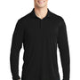 Sport-Tek Mens Moisture Wicking Long Sleeve Polo Shirt - Black
