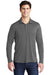 Sport-Tek Mens Long Sleeve Polo Shirt Dark Smoke Grey Front