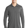 Sport-Tek Mens Moisture Wicking Long Sleeve Polo Shirt - Dark Smoke Grey