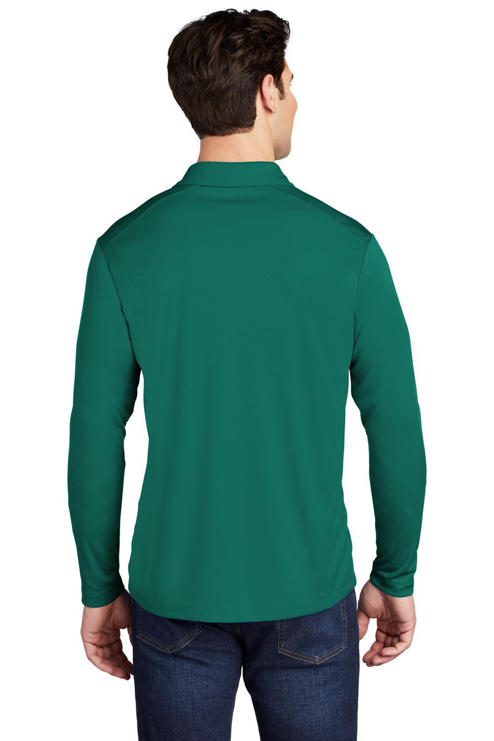 Sport-Tek Mens Long Sleeve Polo Shirt Marine Green Side