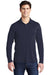 Sport-Tek Mens Long Sleeve Polo Shirt True Navy Blue Front