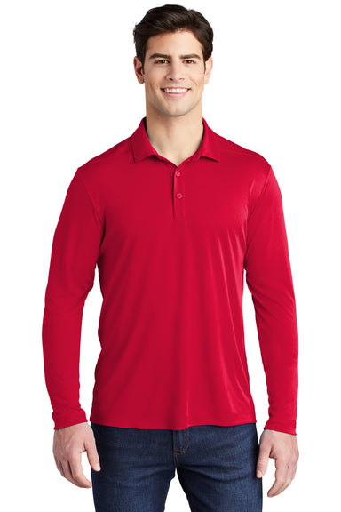 Sport-Tek Mens Long Sleeve Polo Shirt True Red Front