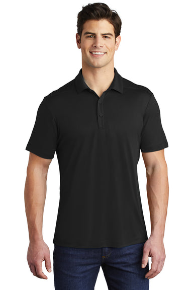 Sport-Tek Mens Short Sleeve Polo Shirt Black Front