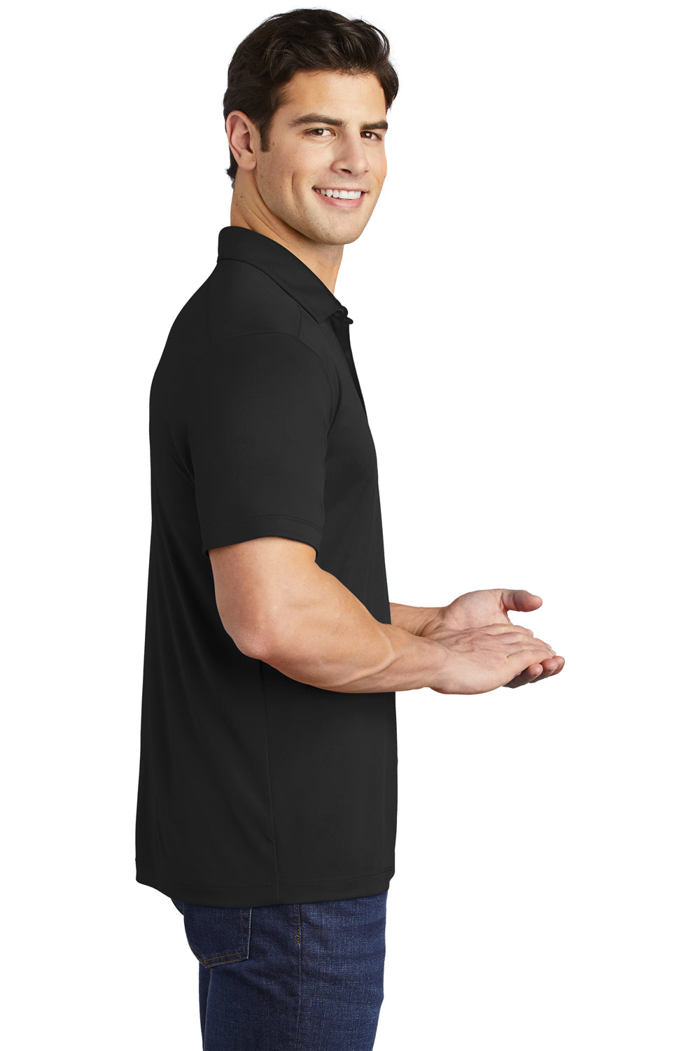 Sport-Tek Mens Short Sleeve Polo Shirt Black Side