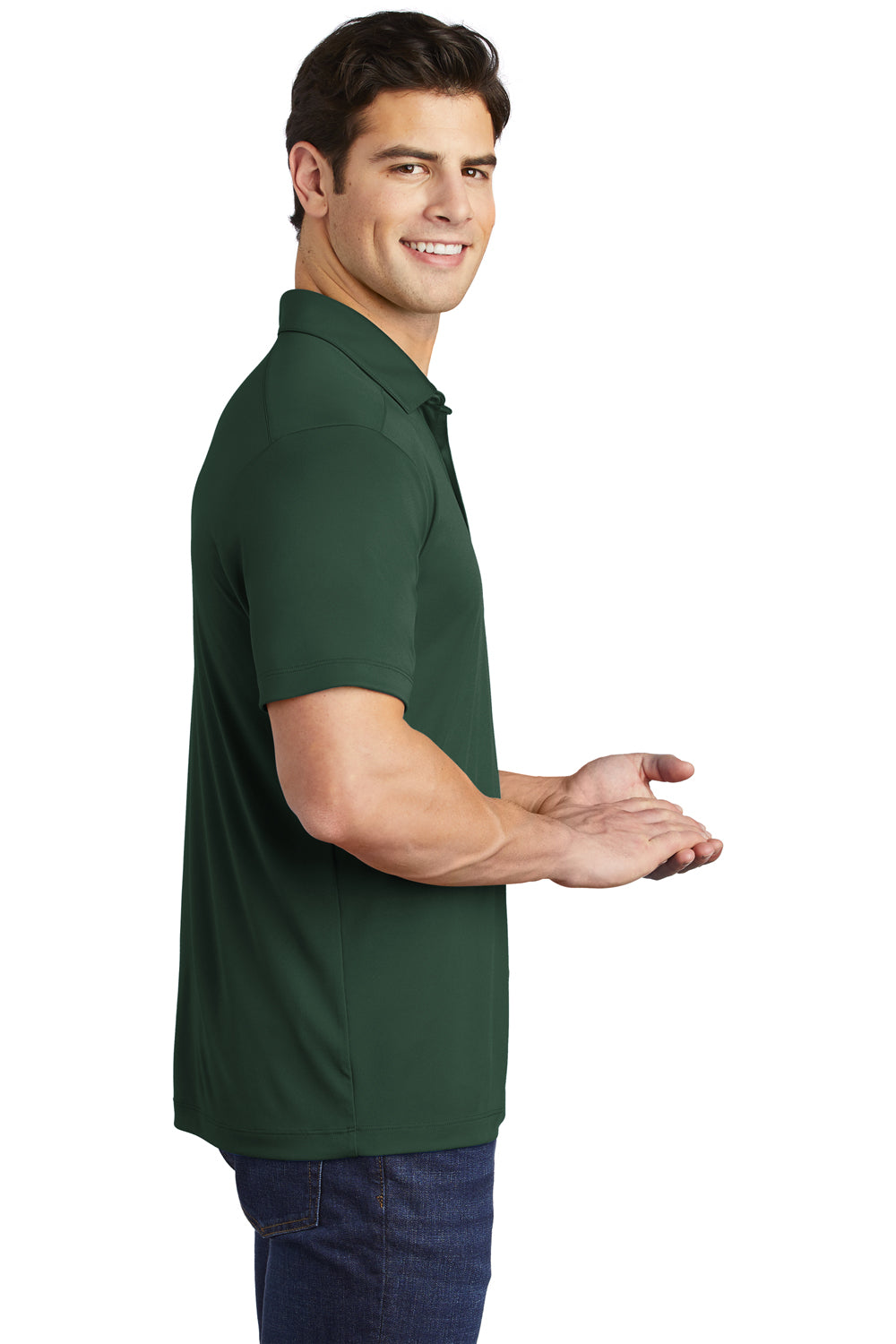 Sport-Tek Mens Short Sleeve Polo Shirt Forest Green Side